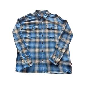 Patagonia Steersman Shirt in Big Sur Blue organic cotton- Size L